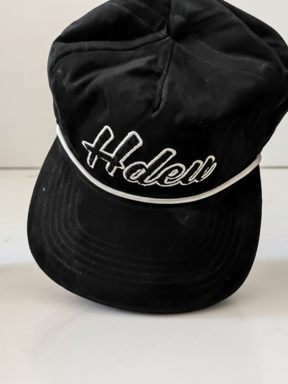 Black Rope-Trim Baseball Cap